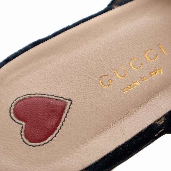 Gucci Princetown GG Monogram Blue Velvet Horsebit Mule Slides Navy 37 US7 - Picture 14 of 16